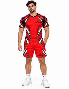 Custom Sublimation Rugby Uniform Set Red <b>Black</b> <b>White</b> Sports Jersey <b>and</b> Shorts OEM Team Rugby Wear Manufacturer - Product Image 1