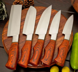Juego de Cuchillos de Chef Profesional de 5 Piezas de Acero con Alto Contenido de Carbono, con Hojas Afiladas y Duraderas, Mango Ergonómico de Madera Ambidiestro - Product Image 5