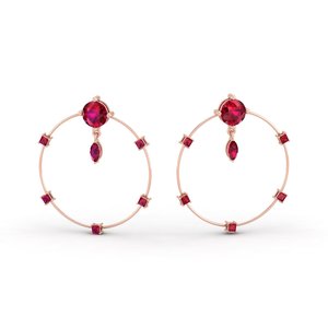 ต่างหูทองคำแท้ 14K ประดับทับทิมทรงห่วง คุณภาพสูง REYES ราคาขายส่ง ของขวัญแต่งงาน เครื่องประดับชั้นดีสำหรับผู้หญิง - Product Image 6