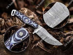 มีดล่าสัตว์แบบใบมีดคงที่ 9 นิ้ว เหล็กดามัสกัส ด้ามจับ G10 ไมคาร์ต้า ปลายใบมีดแบบคลิปพอยต์ สำหรับกิจกรรมกลางแจ้ง บุชคราฟท์ ยุทธวิธี แคมป์ปิ้ง OEM - Product Image 5