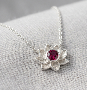 S925 Silver Romantic Flower Pendant <b>Necklace</b> <b>Ruby</b> Claw Setting Link Chain for Women Wedding Party Gift - Product Image 1