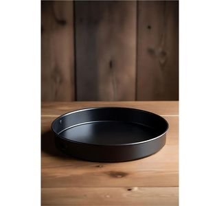 Plateau de service rond en métal émaillé floral de luxe, décoratif, motif floral rouge vintage, pour table basse et ottoman, en gros - Product Image 2