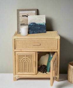 Armoire de rangement en rotin écologique pour enfants, meuble en osier naturel fait main avec portes décoratives pour la salle de jeux des enfants - Product Image 6