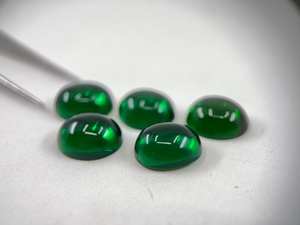 Lot de pierres précieuses synthétiques en émeraude cabochon, forme ovale, en verre, pour la fabrication de bijoux, 6x4mm, 8x6mm, 10x8mm, 12x10mm, 14x12mm - Product Image 3