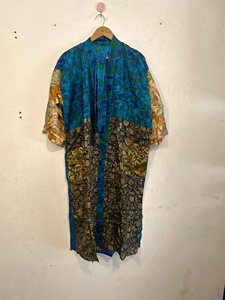 Robe Kimono en Soie Pure Patchwork Style Hippie Imprimé Floral Maxi Demoiselle d'honneur Confortable Douce et Respirante pour Femme Été Printemps - Product Image 2