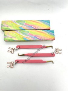 Pince à épiler pour cils en acier inoxydable à 90 degrés, pointe en fibre, rose, pointes lisses/dentelées, prise en main parfaite, anti-statique, anti-magnétique, logo personnalisé - Product Image 5