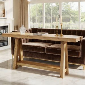 Handmade Contemporary Minimalist Solid Wood <b>Console</b> <b>Table</b> Long Living Room Side <b>Table</b> Mirrored <b>for</b> <b>Entry</b> Farmhouse Hotel Use - Product Image 4