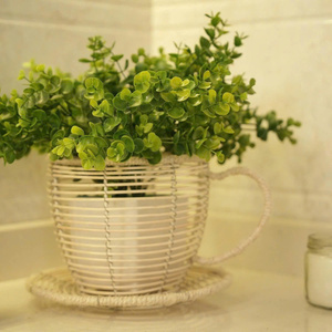 Best Selling Wholesale Natural Rattan <b>Wicker</b> Cup & Saucer Planter <b>Basket</b> for Table and Home Decor Flower Pot From Vietnam - Product Image 1