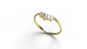Anillo de Diamantes Baguette de Oro de 18K de Lujo con Corona de Diamantes Redondos Graduados en Forma de Chevron, Anillo de Boda, Joyería Fina, Regalo para Mujer - Product Image 2
