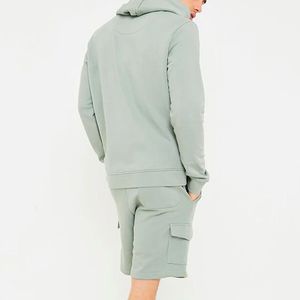 Ensemble survêtement homme en molleton imprimé 100 % coton, style streetwear, short et sweat à capuche, anti-odeur, léger, hiver - Product Image 2