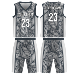 Ensembles de maillots de basket-ball unisexes personnalisés en usine, 100 % polyester, col en V, logo brodé par sublimation, respirant, en maille, uniformes de jeu - Product Image 1