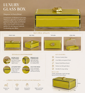 Luxury Lemon Color Mirror <b>Glass</b> Decorative Storage Box Key <b>Knob</b> Premium Jewelry Vanity Organizer Boxes Home Decor Lacquer - Product Image 1