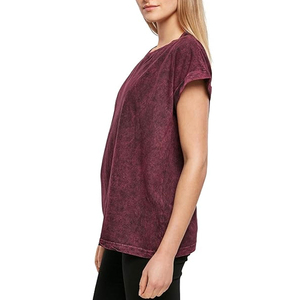 T-shirt en toile délavée respirante à col rond avec logo, coupe ample, manches courtes, 240 g/m², pour femme – Nouvelle collection du fabricant - Product Image 3