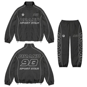 Custom Men Y2K Tracksuit Set Retro Streetwear <b>Oversized</b> Windbreaker <b>Jogger</b> Sportswear - Product Image 2