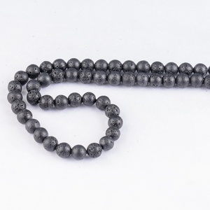 Perles rondes en pierre de lave noire naturelle de 8 mm, pierres volcaniques, perles en vrac pour la fabrication de bijoux, vente en gros - Product Image 4