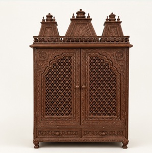 Exclusive Pooja <b>Cabinet</b> with Double Doors Handcrafted Teak Wood Puja <b>Cabinet</b> Home Australia Closed Door Wooden Temple Manufactur - Product Image 4