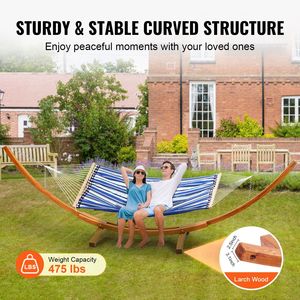 Universal 2-Person Wooden <b>Hammock</b> Stand Larch Wood Arc Adjustable 475 Lbs Capacity Fits 9-13 ft <b>Hammocks</b> - Product Image 4