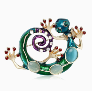 Broche de Animal Barroco, Diseño de Lagarto Gecko, con Cristales y Diamantes de Imitación, Joyería de Aleación Esmaltada para Mujeres y Hombres - Product Image 1