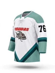 Maillot de hockey sur glace personnalisé, sublimé, vert menthe et blanc, uniforme d'équipe, respirant, léger, en maille, pour homme, col à lacets - Product Image 5