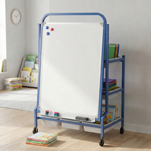 ไวท์บอร์ดแบบตั้งพื้นพร้อมชั้นเก็บของ 9 ชั้น รุ่น Pristine Modern Square  วัสดุโลหะ  แม่เหล็กในตัว  พกพาสะดวก สีขาว - Product Image 1