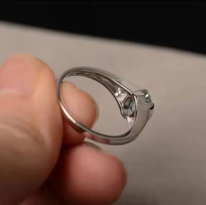 Handcrafted Brass Aquamarine <b>Ring</b> Oval Blue Gemstone with CZ Diamond Accent <b>Statement</b> Boho Jewelry for Women Gift - Product Image 2