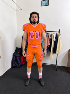 Ensemble de pantalon et maillot rembourrés haute résistance, uniformes de football américain personnalisés, 100% polyester, manches courtes, impression personnalisée, grande taille - Product Image 5