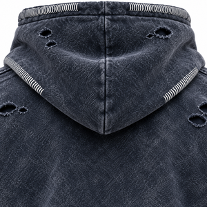 Sweat-shirt à capuche surdimensionné pour homme, style streetwear, vintage, délavé, avec strass et motif Saint - Product Image 6