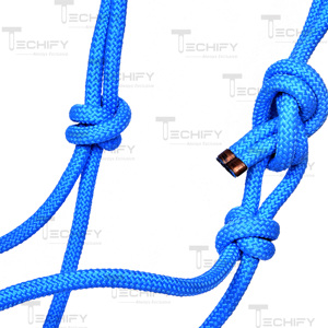 Adjustable Blue Nylon Rope Horse Halter with Beaded Noseband Durable <b>Training</b> <b>Lead</b> Halter Equestrian Tack - Product Image 4