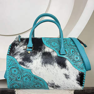 Sac de voyage week-end en cuir véritable 100 % fait main, motif floral sculpté, personnalisé, style élégant, sac Speedy, vente chaude - Product Image 5