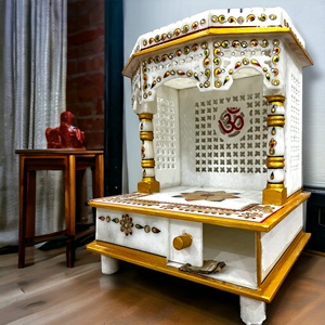 Nhà nhỏ mandir thủ công thủ công bằng đá cho trang trí nội thất - Product Image 4