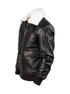 Men’s Brockton G-1 <b>Bomber</b> Leather <b>Jacket</b> Genuine Leather Fur Collar <b>Vintage</b> Aviator <b>Jacket</b> - Product Image 2