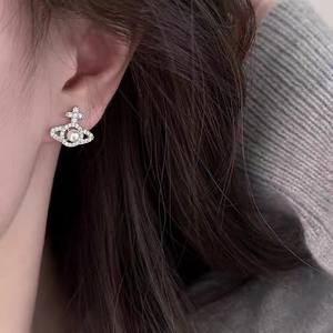 Early Summer Fashion Exquisite Pure Silver Freshwater <b>Pearl</b> <b>Earrings</b> Stylish Saturn Inspired Design - Product Image 1