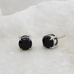 Black Onyx <b>Stud</b> Earrings Minimalist Gemstone Jewelry 925 Sterling <b>Silver</b> Elegant Gift For Women Fine Jewelry - Product Image 2