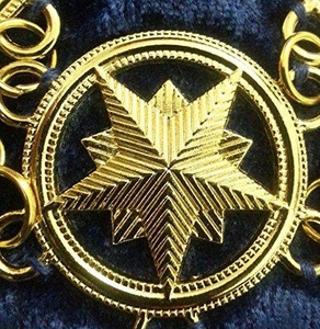 Master Mason Blue Lodge <b>Chain</b> Collar Gold Plated Square & <b>Compass</b> G Symbols Sew-On Badge Classical Style - Product Image 4