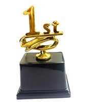 Trophées Métalliques Modernes Tendance – Ensemble de Récompenses Dorées avec Logo Personnalisé – Trophées 1ère, 2ème et 3ème Places sur Base Noire – Reconnaissance Compétitive