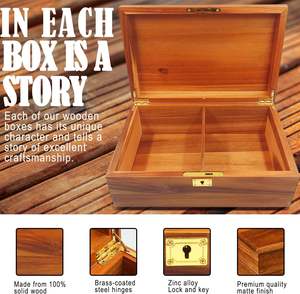 Wood Box Decorative <b>Wooden</b> Storage Box with Hinged Lid and Locking Key Premium Accia Keepsake <b>Chest</b> Box Memory Gift <b>Wooden</b> Boxe - Product Image 3