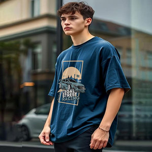 T-shirt vierge surdimensionné à épaules dénudées en coton 100% de 240g de haute qualité avec logo personnalisé pour hommes, vente en gros - Product Image 4