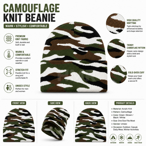 HMR Sisterhood Brotherhood, bonnets en acrylique de haute qualité, tricotés, à revers, camouflage, unisexes, avec logo personnalisé - Product Image 6