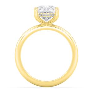 Anillo de compromiso de oro rosa de 10k con diamante cultivado en laboratorio, corte redondo, solitario, halo oculto, piedras laterales, alta joyería, elegante, femenino, atemporal. - Product Image 4