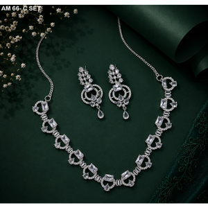 MIJ Luxury American Diamond CZ Stones Silver Plated Alloy <b>Bridal</b> Wedding Engagement Jewelry Set Fancy Style - Product Image 5