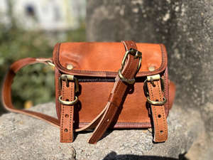 หนังสีน้ําตาลสไตล์ใหม่กระเป๋าสะพายวินเทจส่งออกกระเป๋าหนังแพะคุณภาพสูงสํานักงานใช้ Messenger กระเป๋า 5 * 7 นิ้ว - Product Image 3