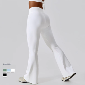 Bootcut Yoga Pants Crossover Yoga Pants With <b>Tummy</b> <b>Control</b> High-Waisted Wide Leg Flare Leggings - Product Image 2