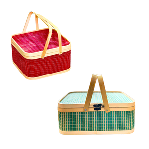 Panier-cadeau en bambou le plus vendu avec couvercle et poignées, couleur personnalisable, artisanat en osier, artisanat vietnamien, design naturel - Product Image 1
