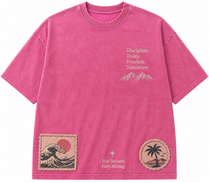 Camiseta Oversize de Lujo de Algodón Pesado 240g Rosa Estilo Minimalista Streetwear Corte Holgado Personalización Frontal Marca Privada - Product Image 2