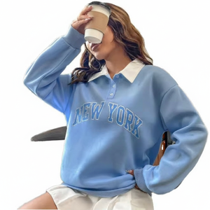 เสื้อฮู้ดลำลองสำหรับผู้หญิง ฤดูใบไม้ร่วง พิมพ์ลายด้านหน้าตามสั่ง เป็นมิตรกับสิ่งแวดล้อม ระบายอากาศได้ดี ไม่หดตัว ผลิตจากผ้าถักผสมสแปนเด็กซ์/คอตตอนบุซับใน - Product Image 1