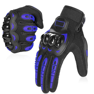 Modern Design Men's Leather Protection Motorbike Gloves Full <b>Finger</b> Breathable Touchscreen Compatible Adjustable Wrist <b>Strap</b> - Product Image 4
