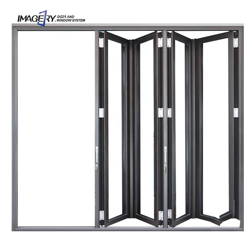 Immagine moderna alta dimensione isolamento in alluminio pieghevole porta scorrevole personalizzato bi pieghevole con maglia pieghevole