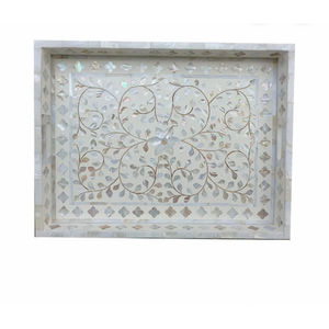 Hermosas bandejas de servir de madera con perlas, de forma rectangular, para mesa de comedor, para servir comida y bebidas, suministros para el hogar y hoteles. - Product Image 1