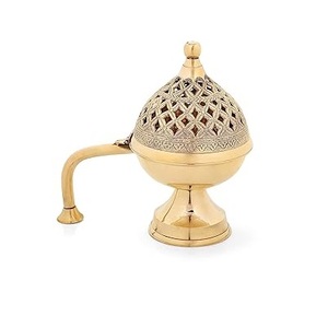 Quemador de Incienso Redondo de Latón Chapado en Oro Pulido con Diseño Floral para Decoración de Mesa en Fiestas de Cumpleaños, Modelo LV1100666 - Product Image 4