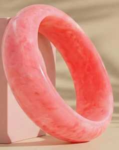 Pink Acrylic Resin Fashion Round Brilliant Cut <b>Bangle</b> <b>Bracelet</b> for Women Gift Jewelry - Product Image 2